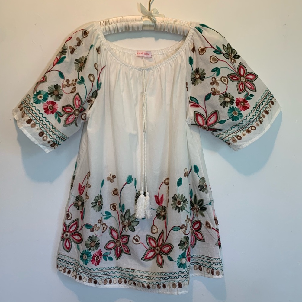 Ana & Rose Embroidered Boho Peasant Tunic Top Small Medium
